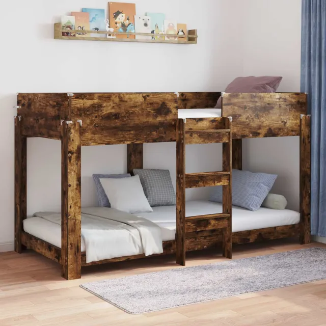 vidaXL Bunk Bed voor Kinderen Gerookt eiken 80 x 200 cm Bewerkt hout Bruin