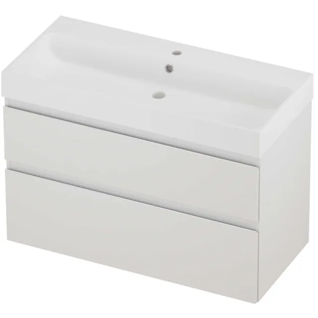 Proline Podium Badmeubelset Polystone Loft 1 Kraangat 100x46x70 cm Mat White Glans Wit