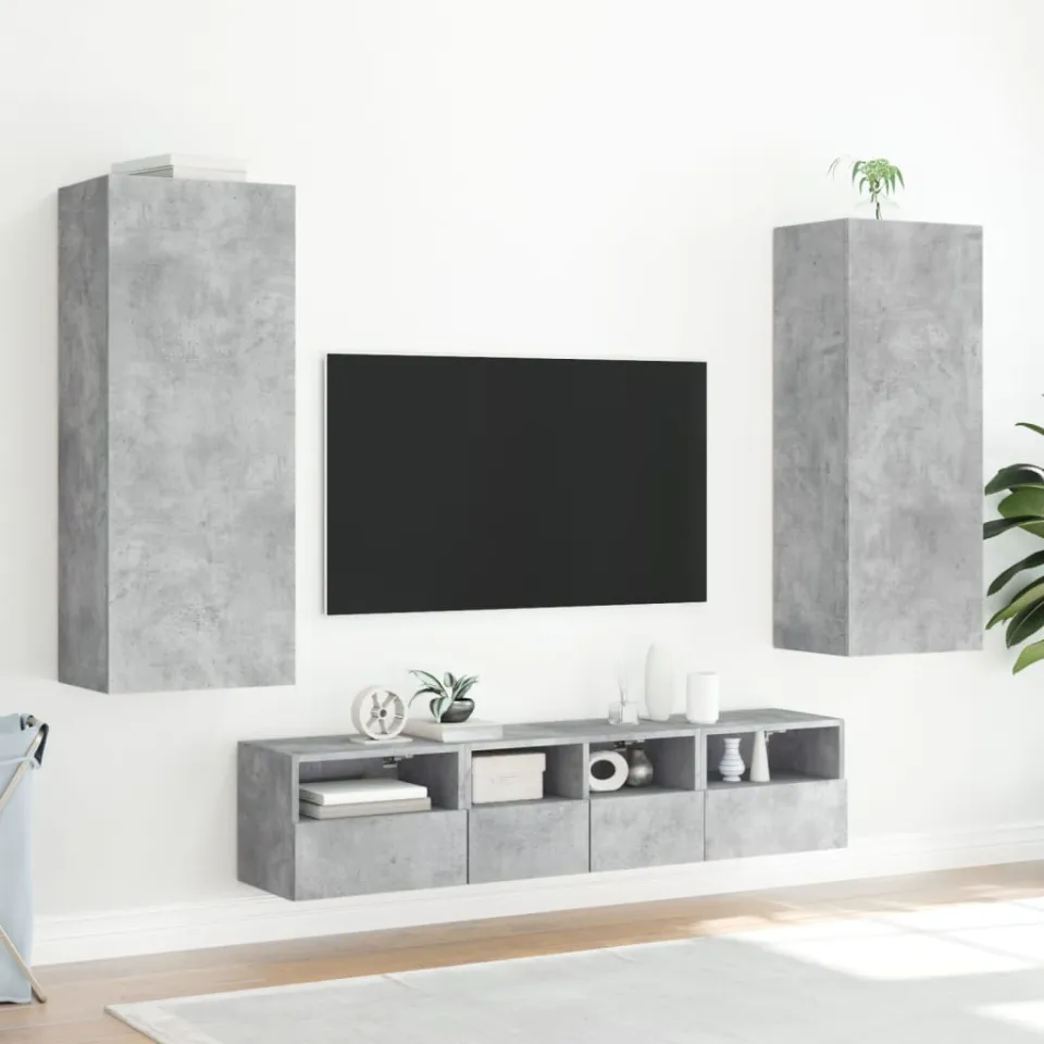 vidaXL Tv-wandmeubel 40,5x30x102 cm bewerkt hout betongrijs grijs, foto 4