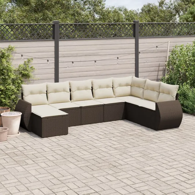 vidaXL 8-delige Loungeset met kussens poly rattan bruin, foto 2