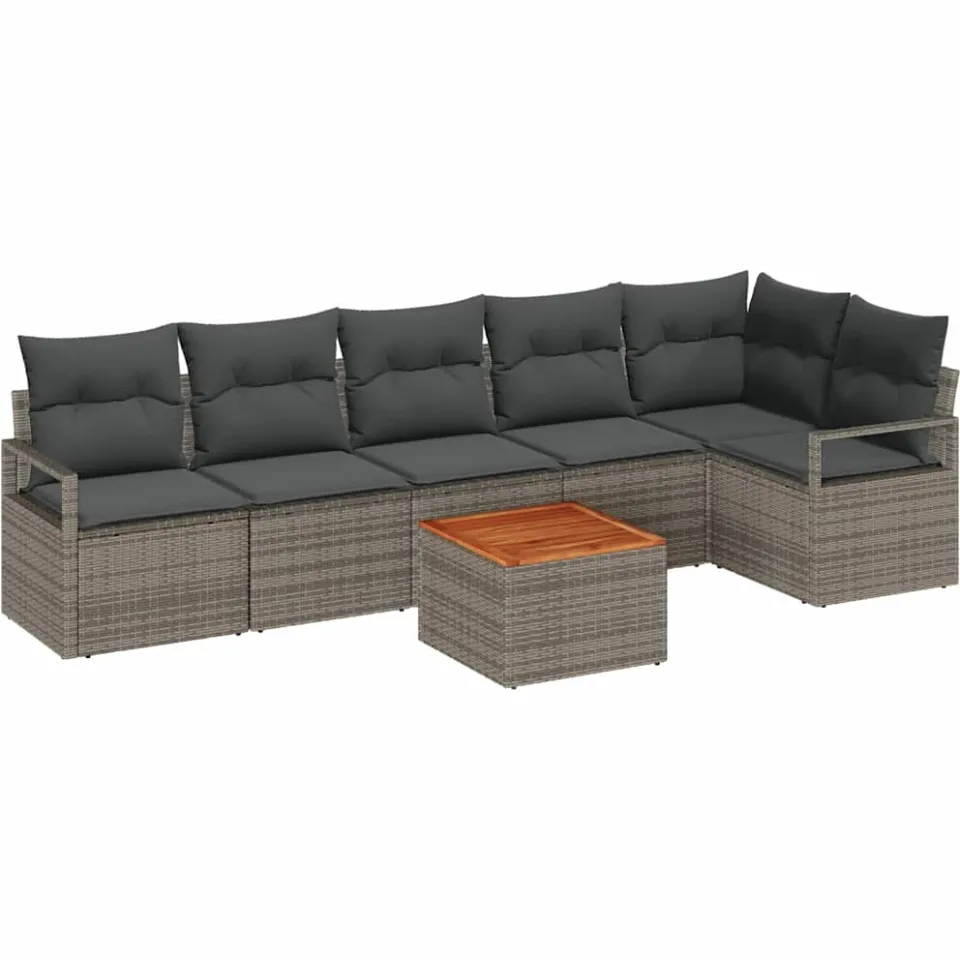 vidaXL Tuinbankenset 7 st Grijs poly rattan