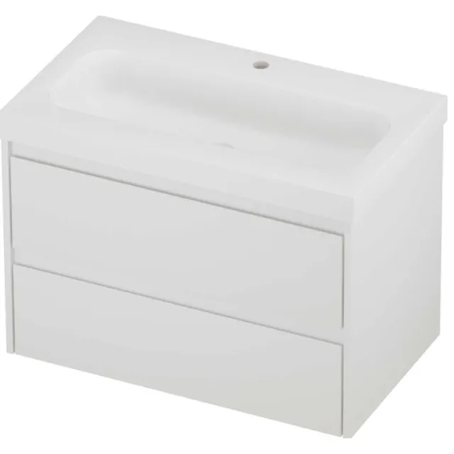 Proline Haga Badmeubelset Polystone Mezza 1 Kraangat 80x46x58 cm Mat White Mat Wit