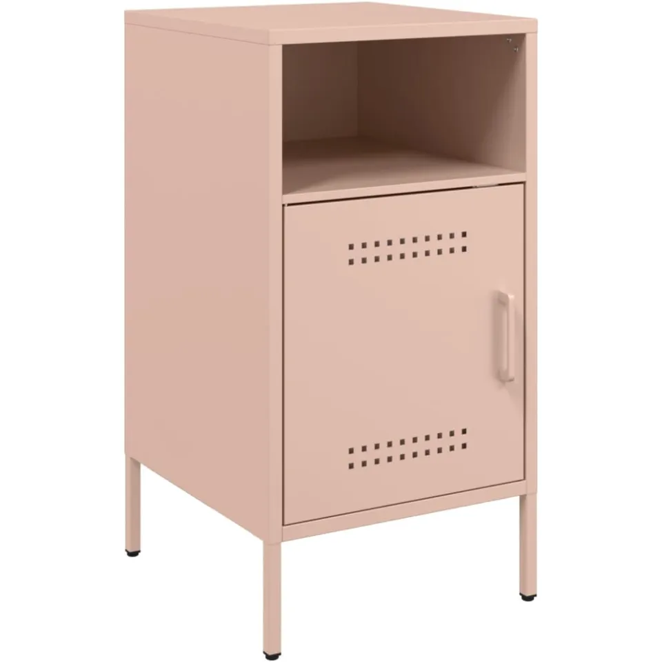 vidaXL Nachtkastjes 2 st 36x39x68 cm staal roze