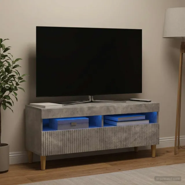 vidaXL LED tv-meubel ARNHEM 100 x 35 x 43 cm Betongrijs Bewerkt hout grijs, foto 2