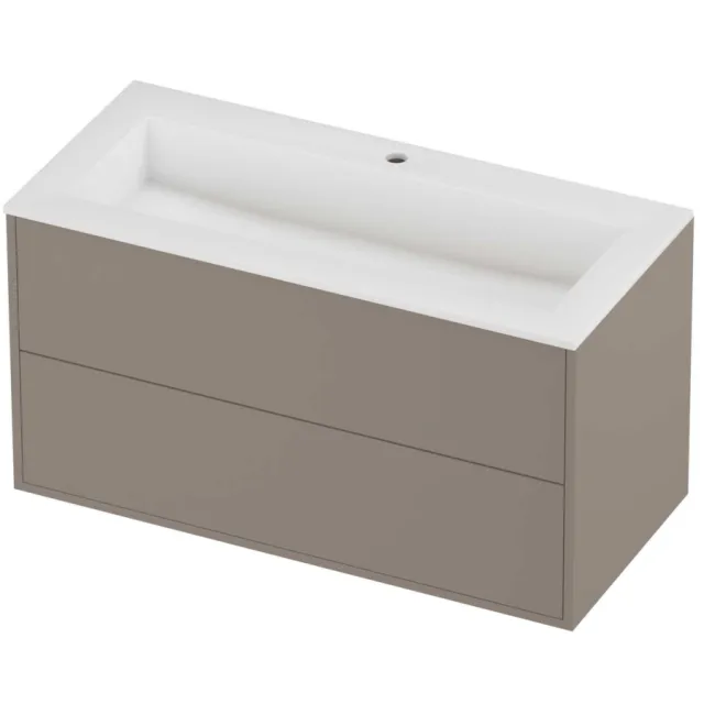 Proline Aristo Badmeubelset Polystone Elegant In Kader 100x46x54 cm Mat White Clay Beige