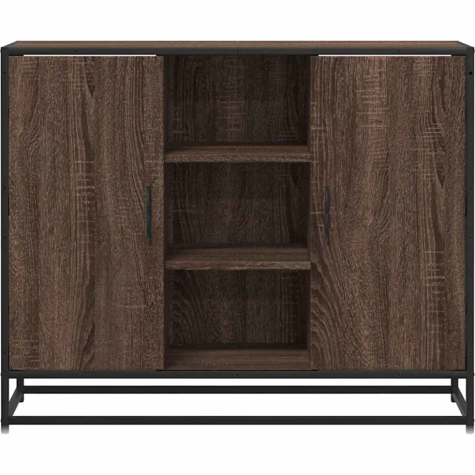 vidaXL Dressoir 92x35x76 cm bewerkt hout bruin eikenkleurig, foto 4