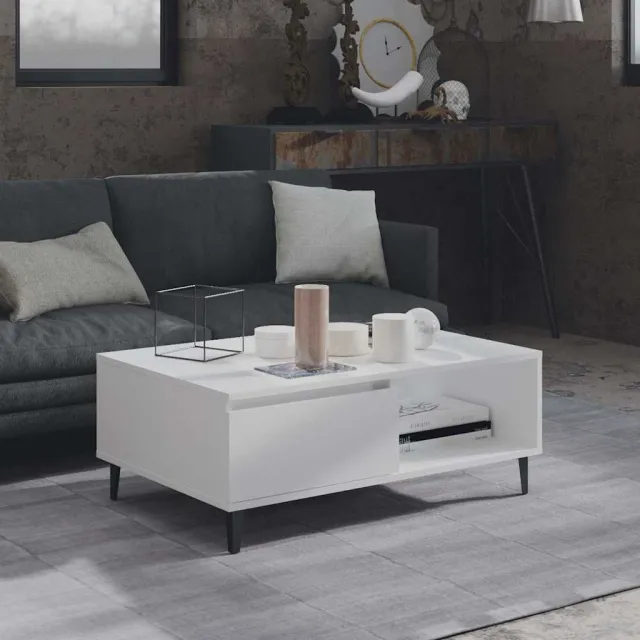 vidaXL Salontafel 90x60x35 cm bewerkt hout wit, foto 2