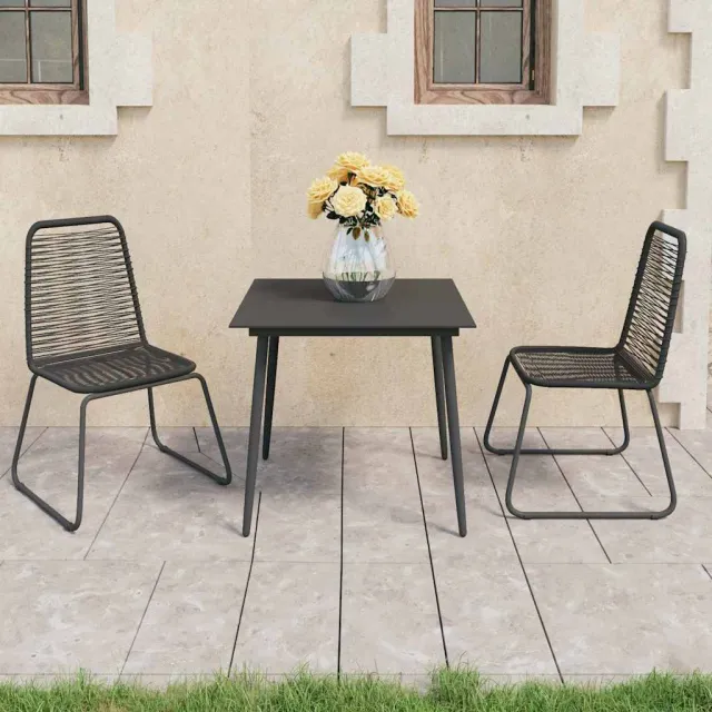 vidaXL 3-delige Tuinset PVC-rattan zwart, foto 2