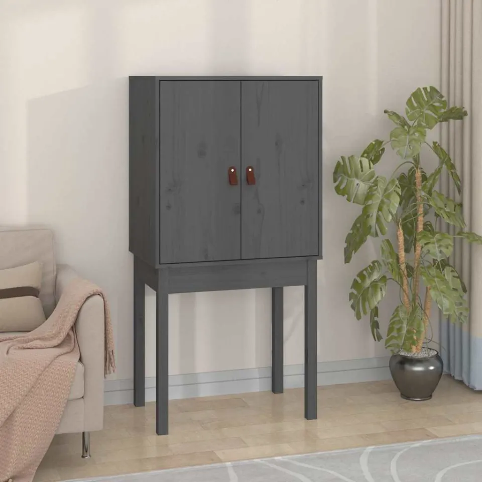 vidaXL Hoge kast 60x40x120 cm massief grenenhout grijs, foto 3