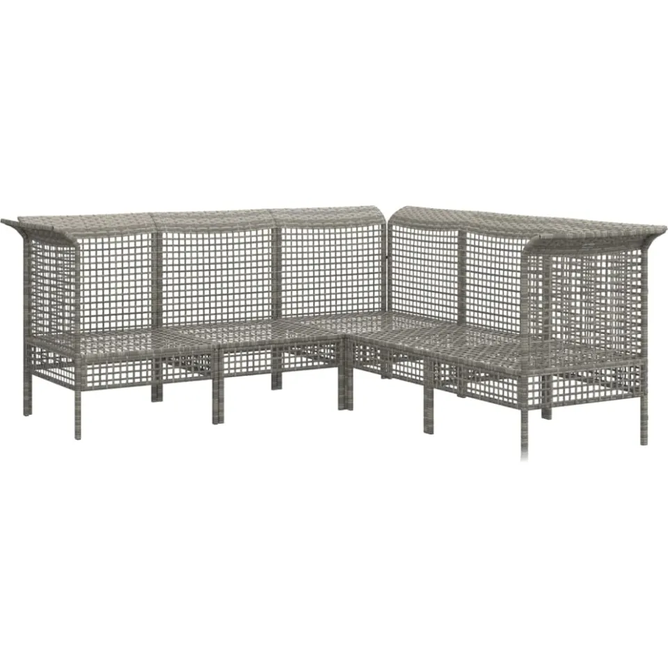 vidaXL 5-delige Loungeset met kussens poly rattan grijs, foto 4