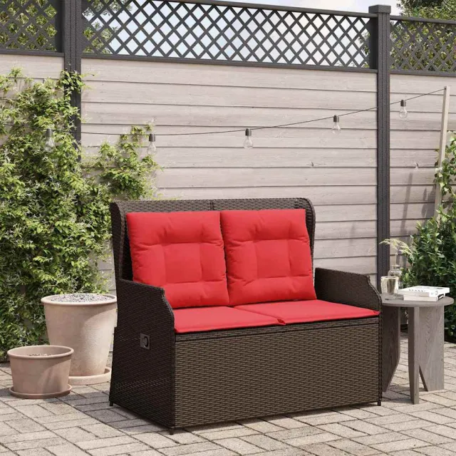 vidaXL Tuinbank Bruin poly rattan, foto 2