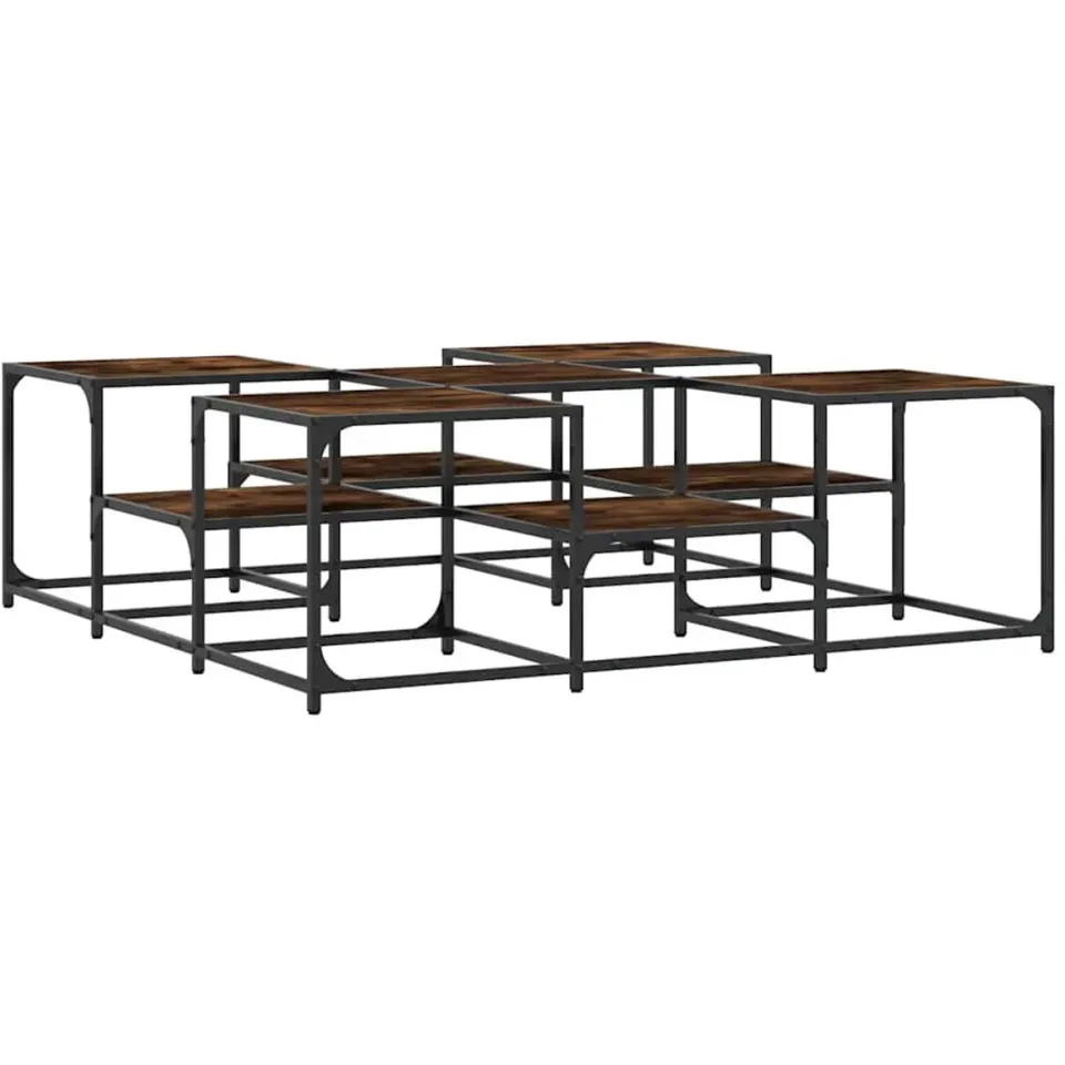 vidaXL Salontafel 121x121x40 cm bewerkt hout gerookt eikenkleurig, foto 3