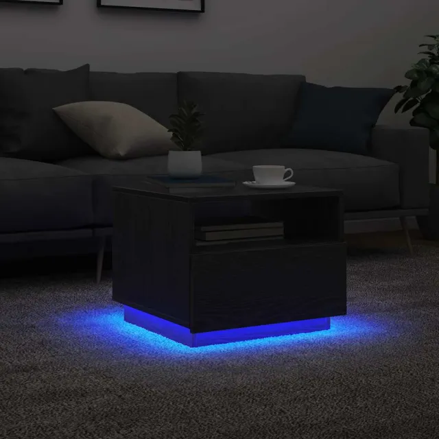 vidaXL Salontafel met LED-verlichting 50x49x40 cm zwart eiken, foto 2
