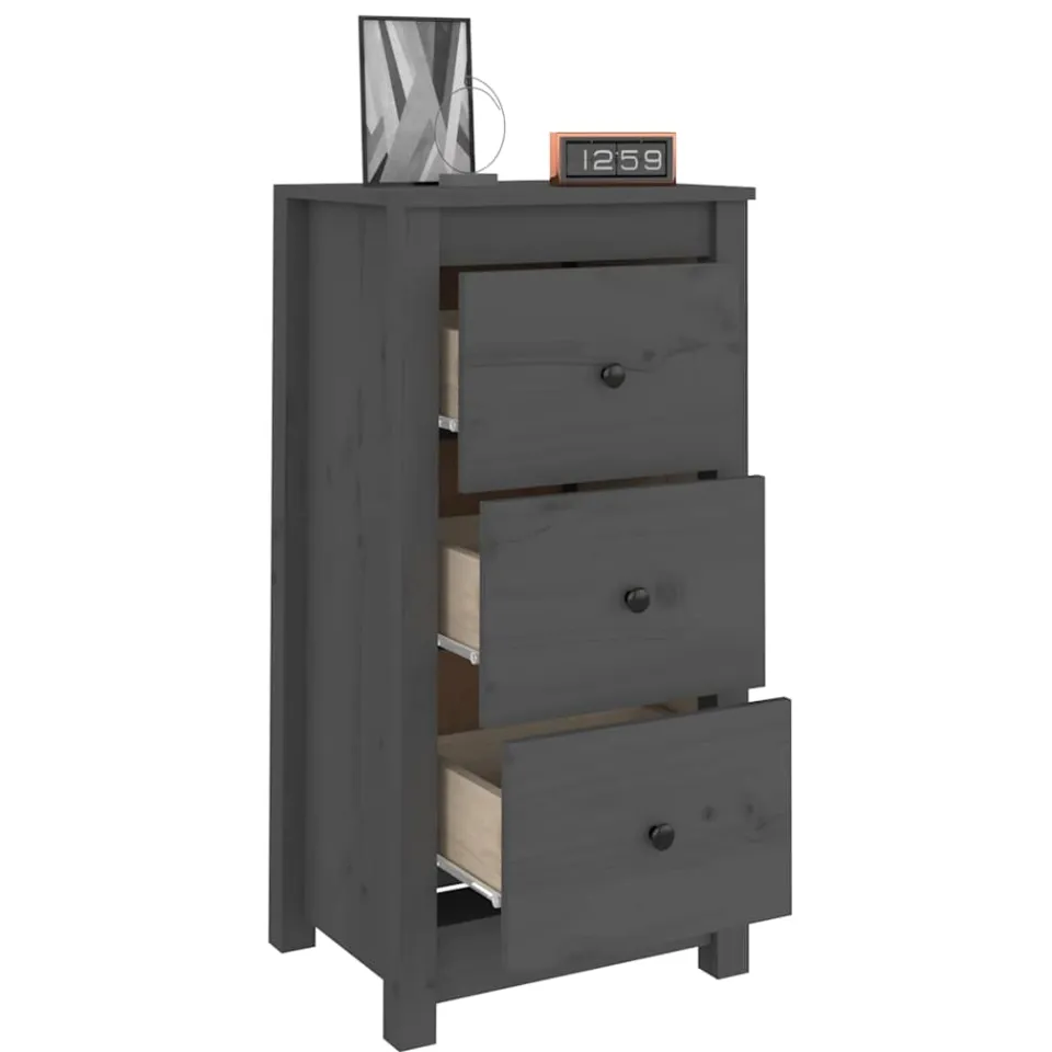 vidaXL Dressoirs 2 st 40x35x80 cm massief grenenhout grijs
