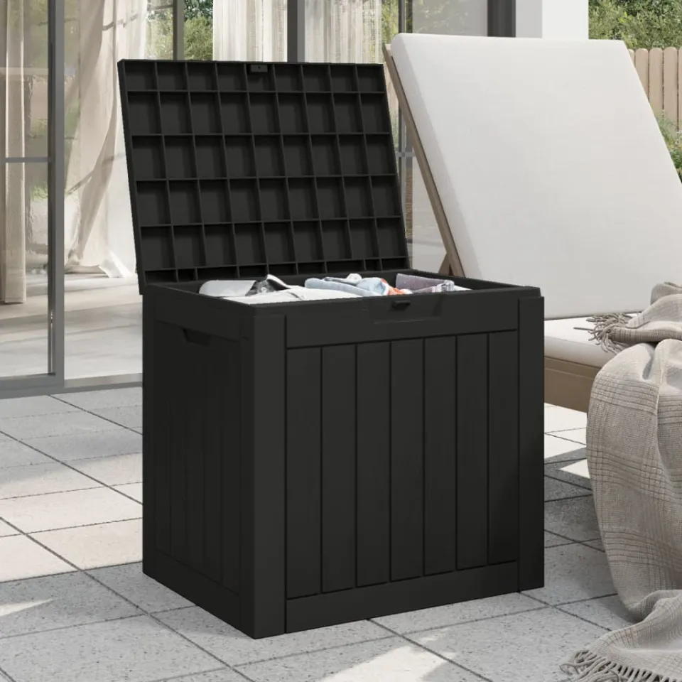 vidaXL Tuinbox 55,5x43x53 cm polypropeen zwart, foto 3