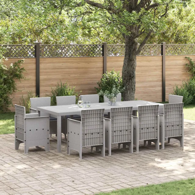 vidaXL Tuin Eetset 11 st Lichtgrijs Polypropyleen