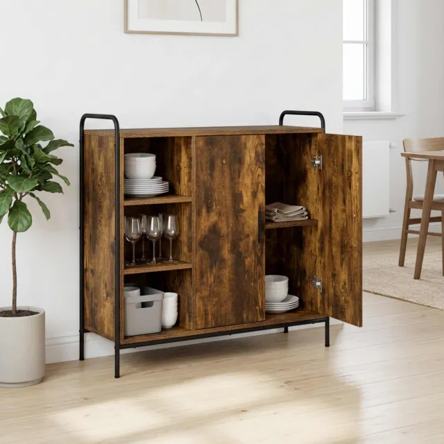 vidaXL Dressoir Gerookt eiken 97 x 33 x 81 cm Bewerkt hout Bruin