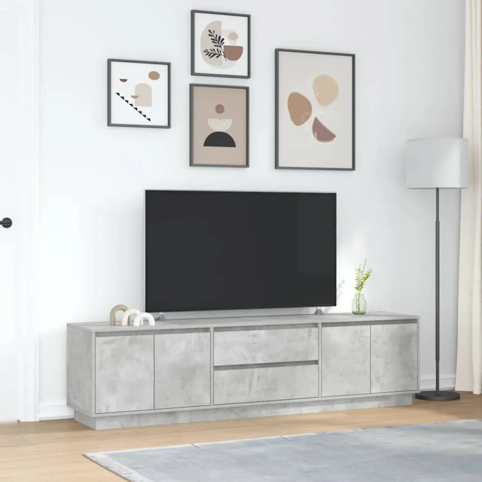 vidaXL Tv-meubel met LED-verlichting 193,5x41x50 cm betongrijs grijs, foto 3