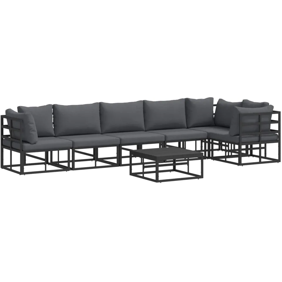 vidaXL Tuinbankenset 7 st Zwart Aluminium