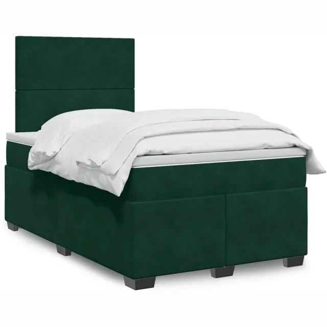 vidaXL Boxspring met matras fluweel donkergroen 120x200 cm groen