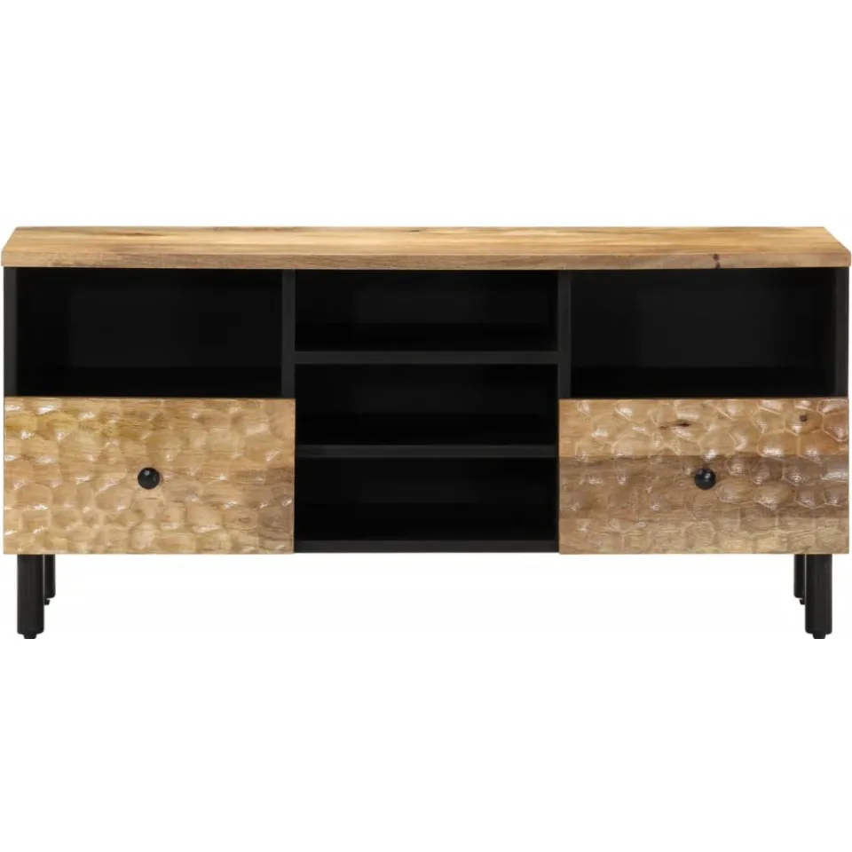 vidaXL Tv-meubel 100x33x46 cm massief mangohout bruin, foto 3