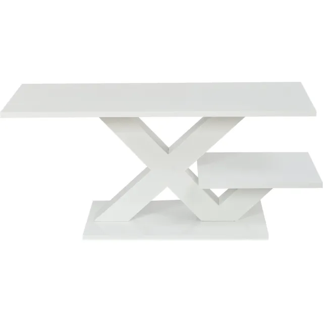 SONNENH Salontafel - Verspringende bladen en X-onderstel - 100 x 48 x 45 cm - Wit