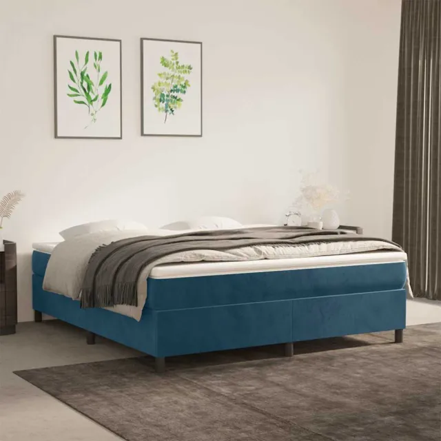 vidaXL Boxspring met matras fluweel donkerblauw 160x200 cm blauw