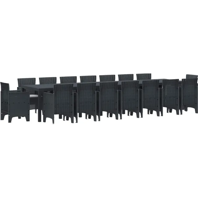 vidaXL Tuin Eettafelset met kussens 17 st Antraciet PP Anthraciet