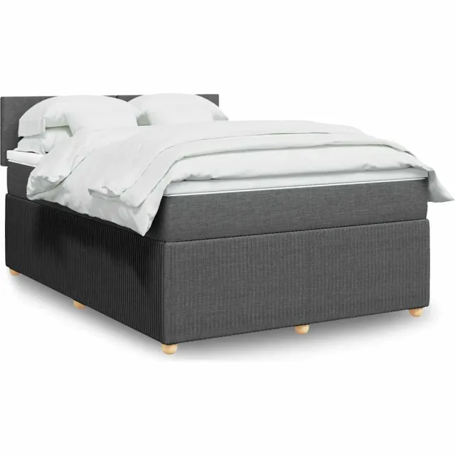 vidaXL Boxspring met matras stof donkergrijs 140x190 cm grijs
