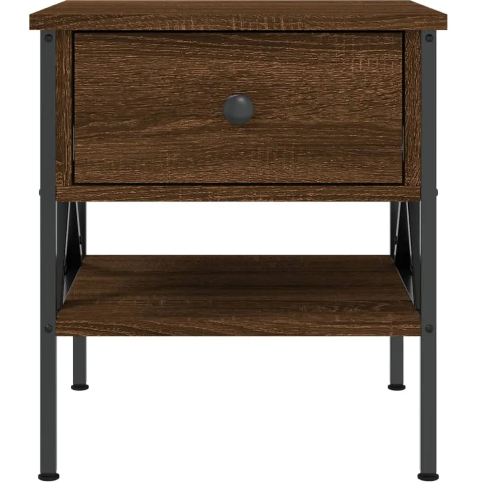 vidaXL Nachtkastjes 2 st 40x42x45 cm bewerkt hout bruin eikenkleur, foto 4