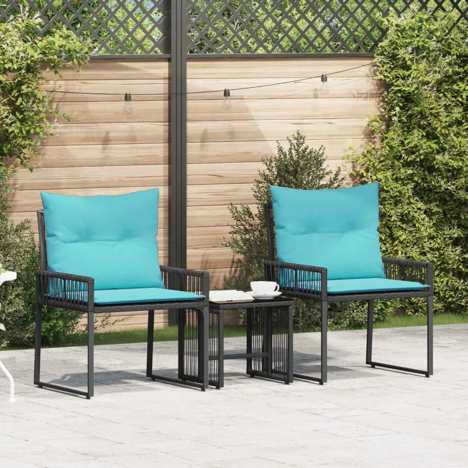 vidaXL Buitenmeubelset 7 st Zwart en Cream Wit poly rattan, foto 3