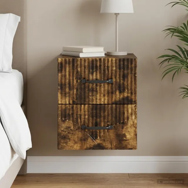 vidaXL Wandbeugel Bedkast Gerookt eiken 34,5 x 33 x 40 cm Bewerkt hout, foto 2