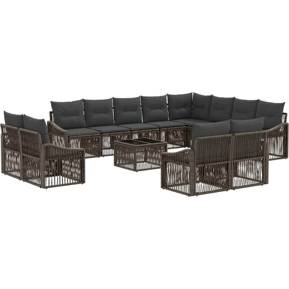 vidaXL Tuinbankenset 13 st Grijs poly rattan, foto 3