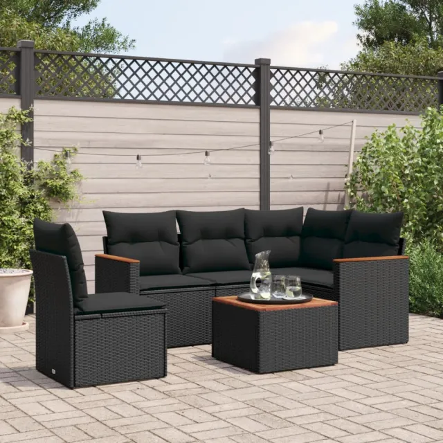 vidaXL Patio Sofa Set 6-zits Black, foto 2