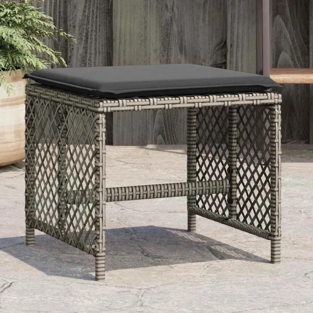 vidaXL Tuinkrukken 4 st met kussens 41x41x36 cm poly rattan grijs