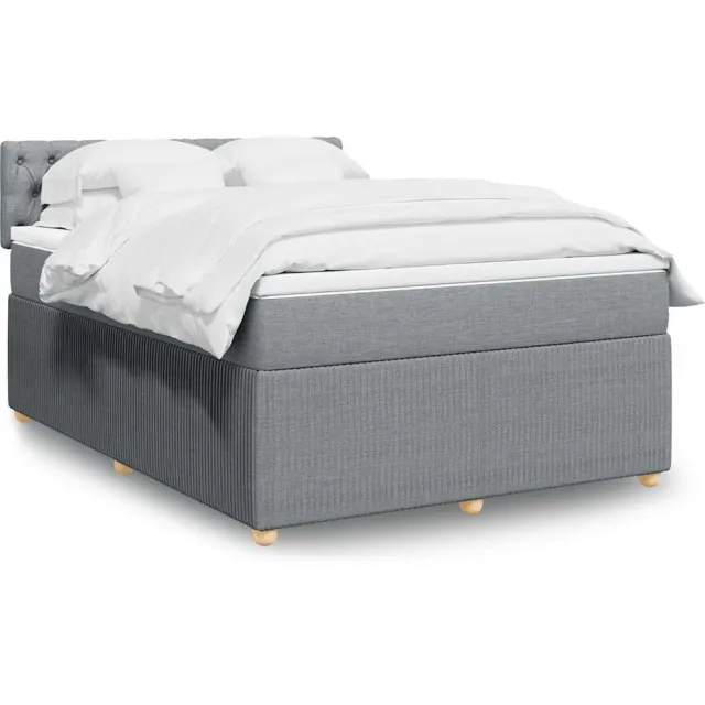 vidaXL Boxspring met matras stof lichtgrijs 140x200 cm grijs
