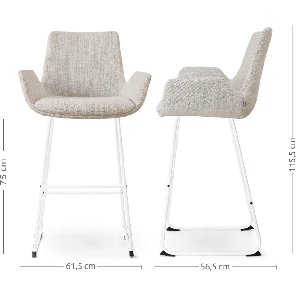 Nolon Nino-Eef barkruk beige gemêleerd - wit onderstel - 75 cm, foto 3