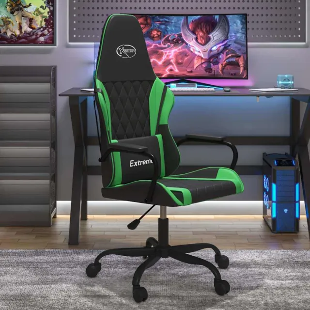 vidaXL Massage gamestoel kunstleer zwart en goudkleurig