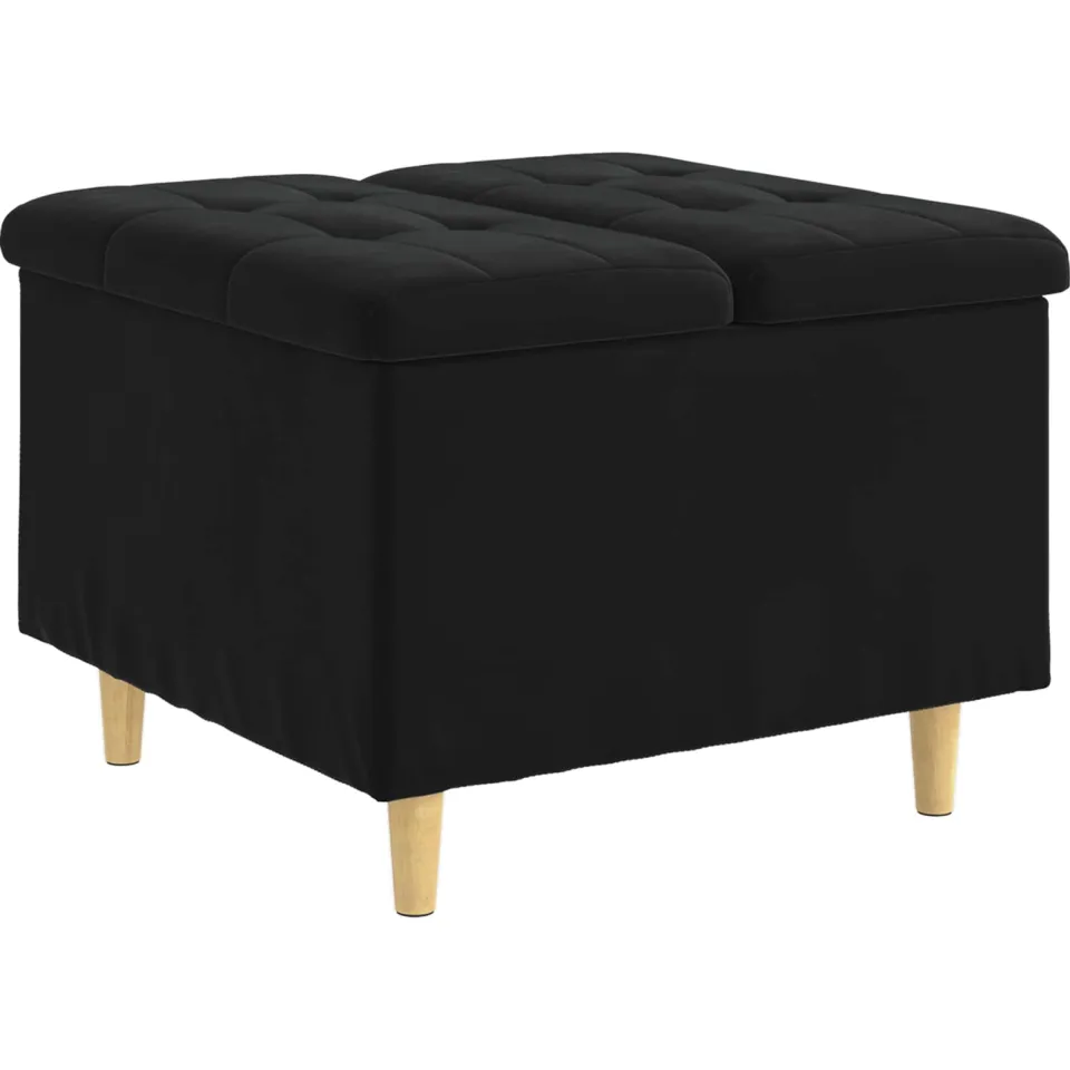 vidaXL Ottoman met Opbergruimte Zwart 60 x 60 x 45 cm Fluweel