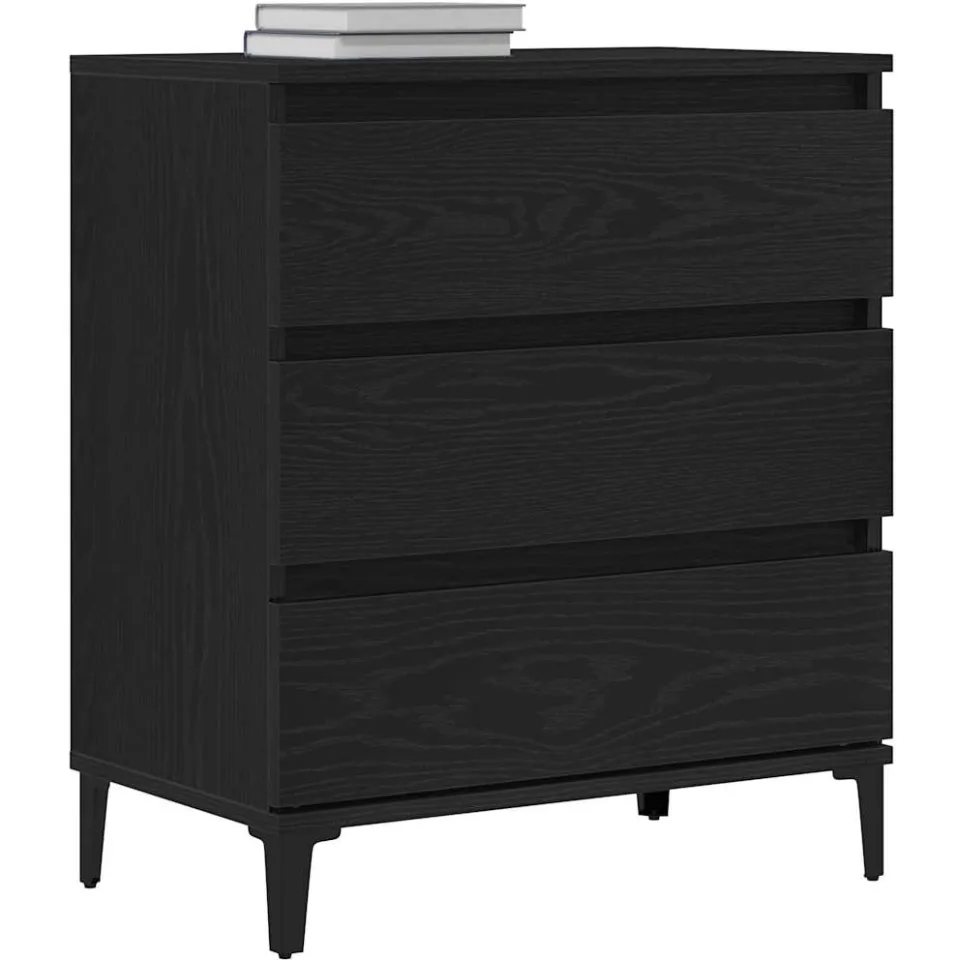 vidaXL Dressoir Zwart Eiken 60 x 35 x 70 cm Bewerkt hout