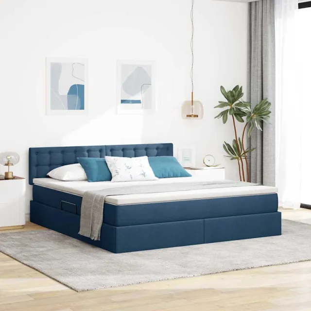 vidaXL Opbergbed met matras met hoofdeinde Blauw 160 x 200 cm fluweel