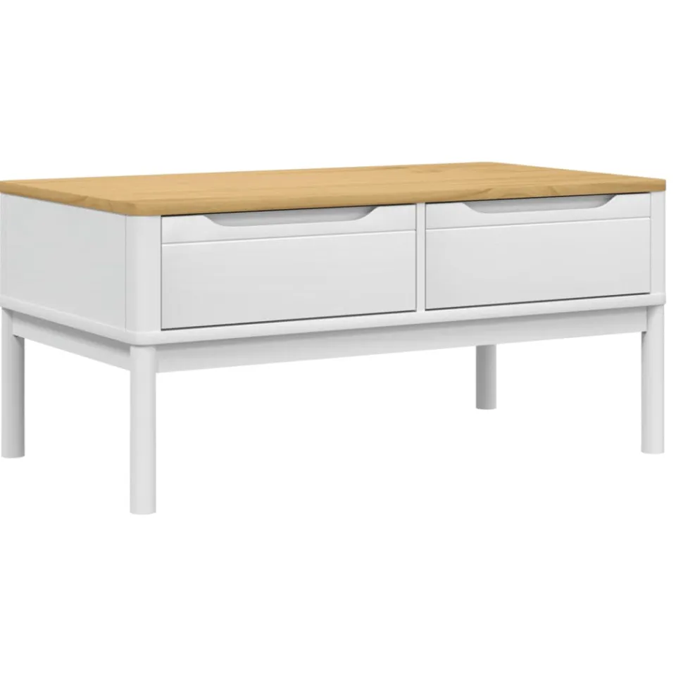vidaXL Salontafel FLORO 99x55,5x45 cm massief grenenhout wit