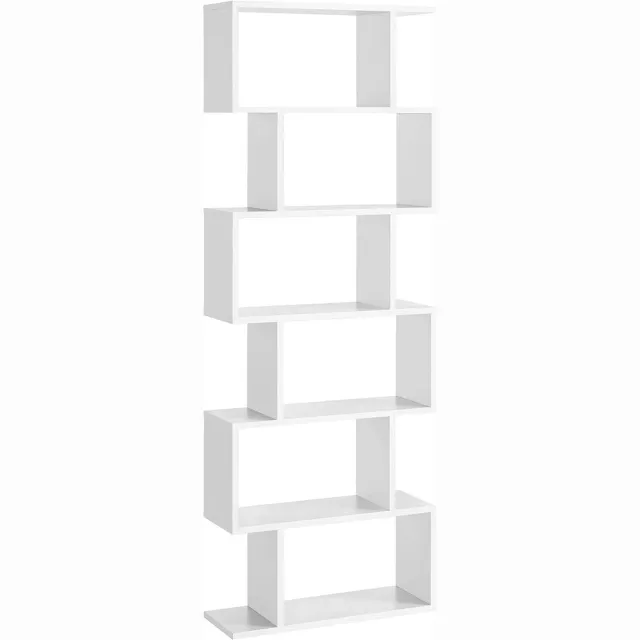 Soof & Tess Soph&Tess - Houten Boekenkast - 6 Niveaus – Standaardplank – Vrijstaande Kast - Boekenrek - Boekenkasten Wit