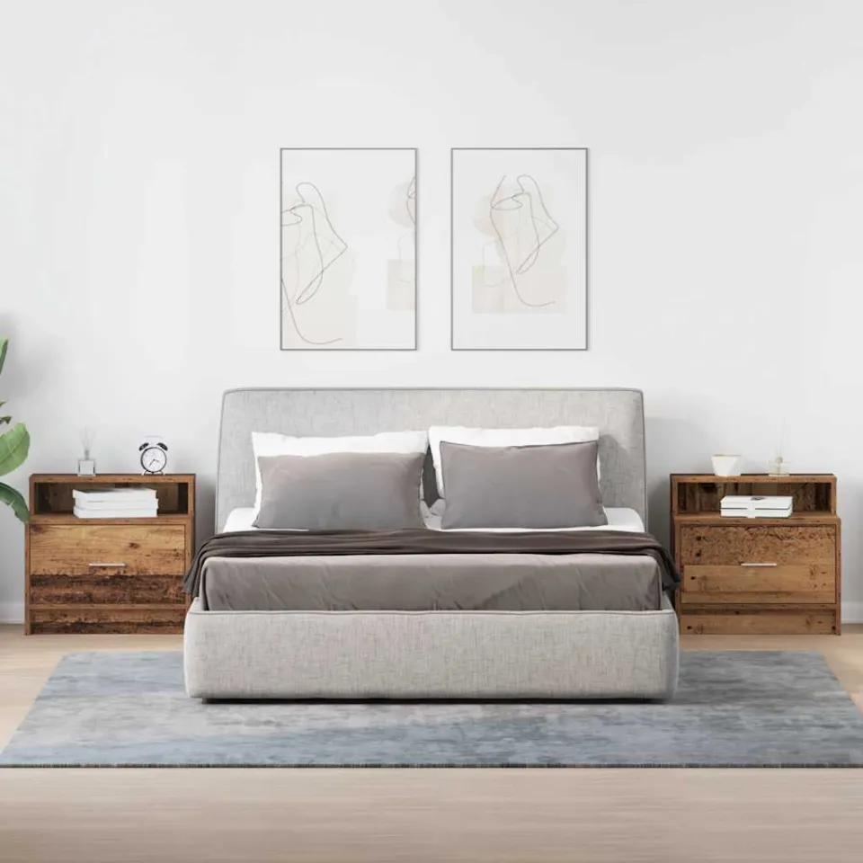 vidaXL Nachtkastjes 2 st met lade 51x31x47 cm oud houtkleurig bruin, foto 2