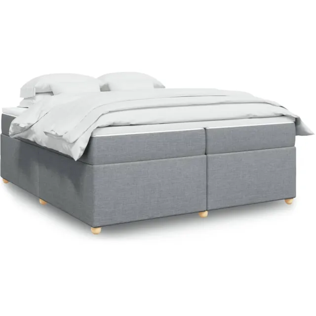 vidaXL Boxspring met matras stof lichtgrijs 200x200 cm grijs