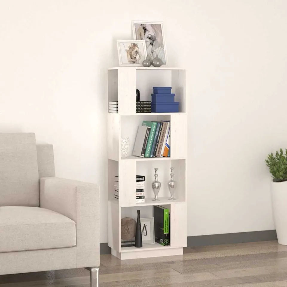 vidaXL Boekenkast/kamerscherm 51x25x132 cm massief grenenhout wit, foto 3