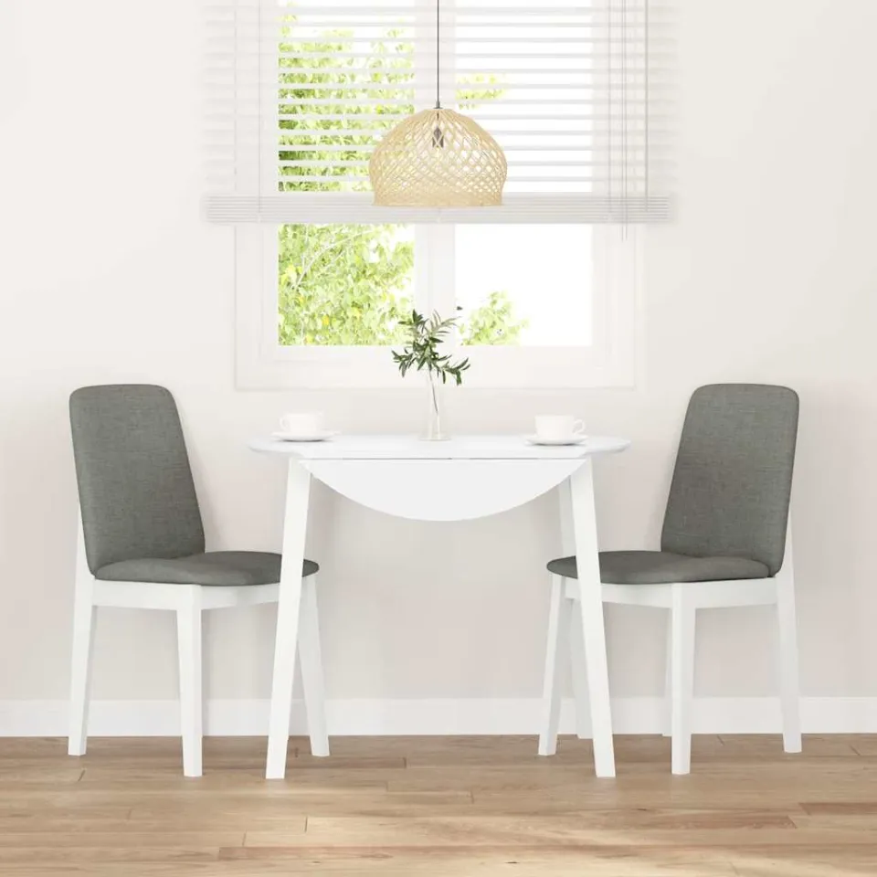 vidaXL Eetkamerstoelen met kussens 2 st massief hout rubber wit, foto 3