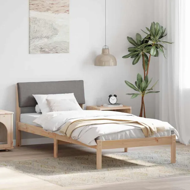 vidaXL Bedframe Bruin en taupe 90 x 190 cm Massief grenenhout