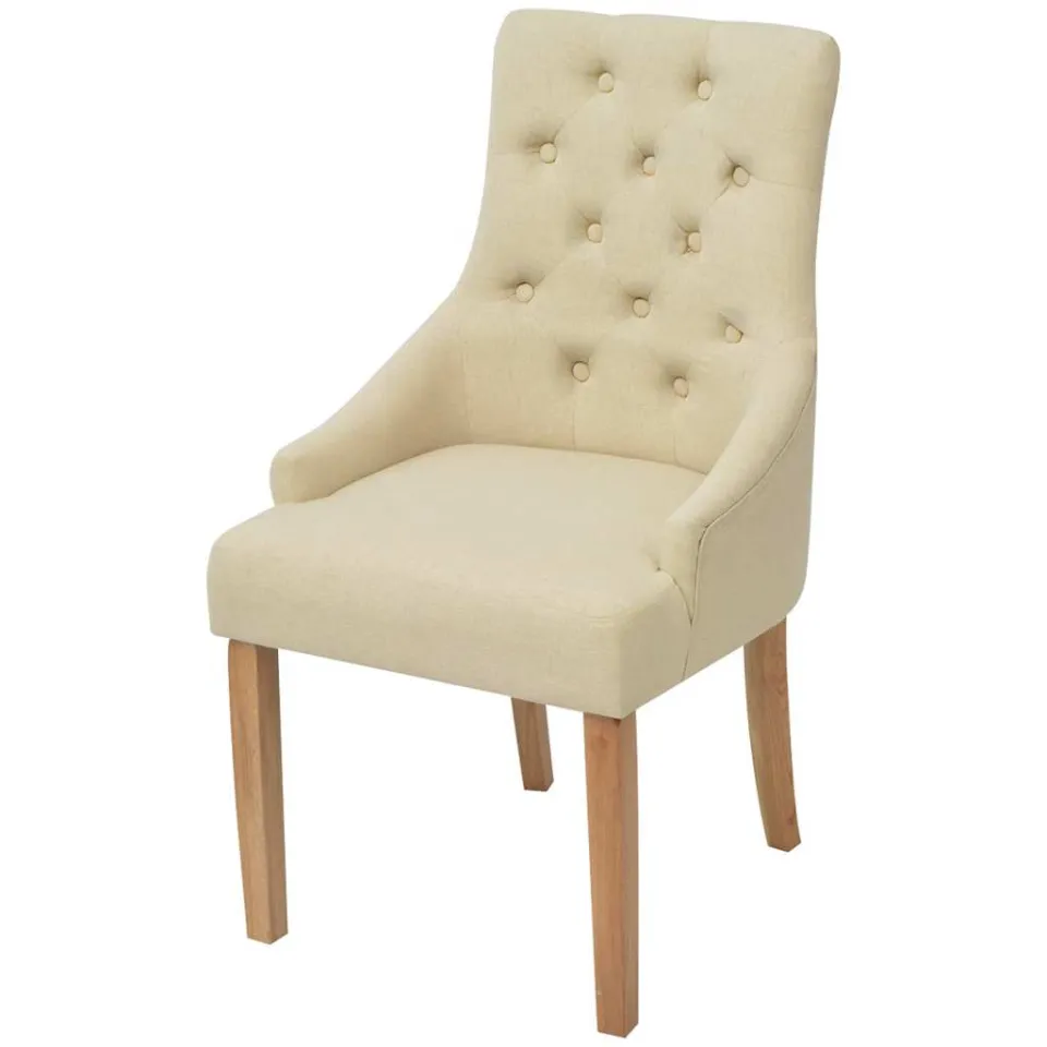 vidaXL Eetkamerstoelen 2 st stof crèmekleurig, foto 2