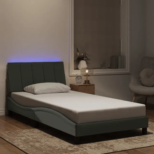 vidaXL Bedframe met LED zonder matras "Hanko" lichtgrijs 100x200 cm